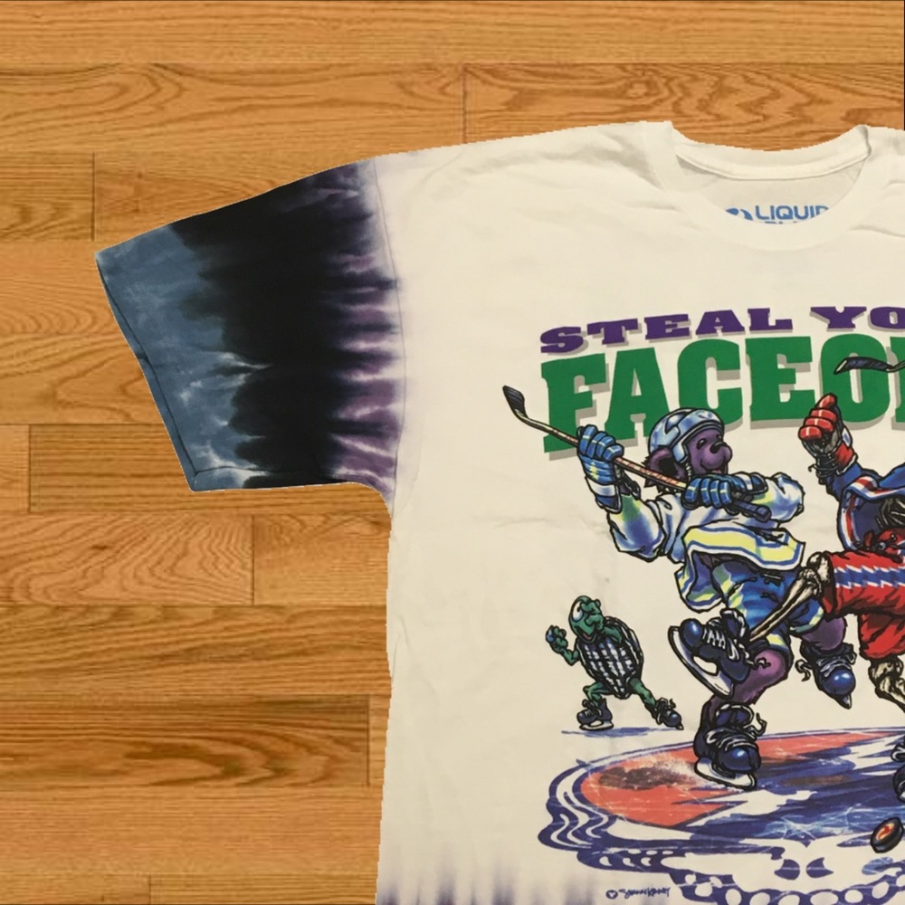 Grateful Dead Steal Your Faceoff Tie Dye Liquid Blue Shirt Size Large - Picture 3 of 9